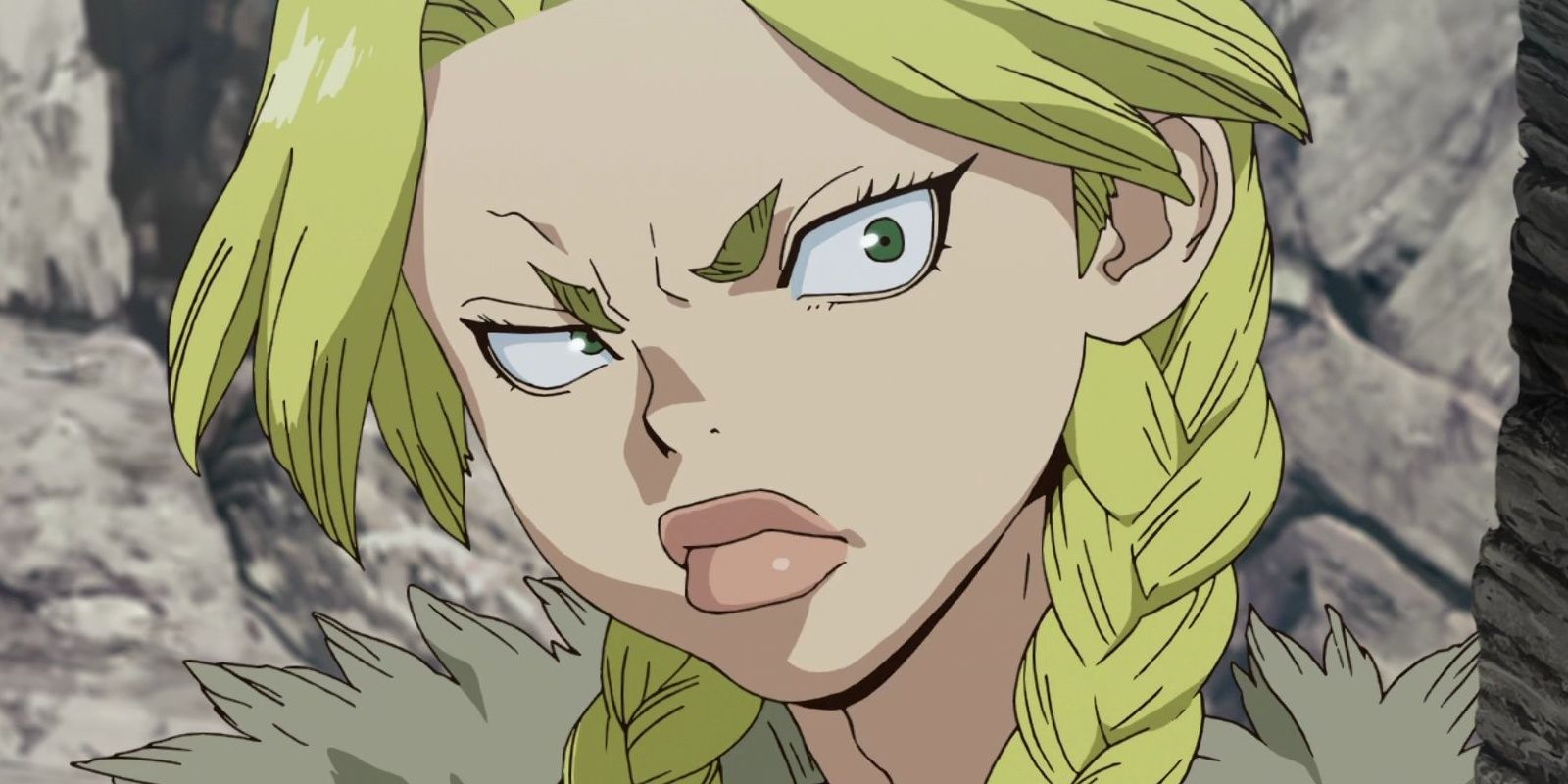 Nikki Hanada looks intense in dr. stone