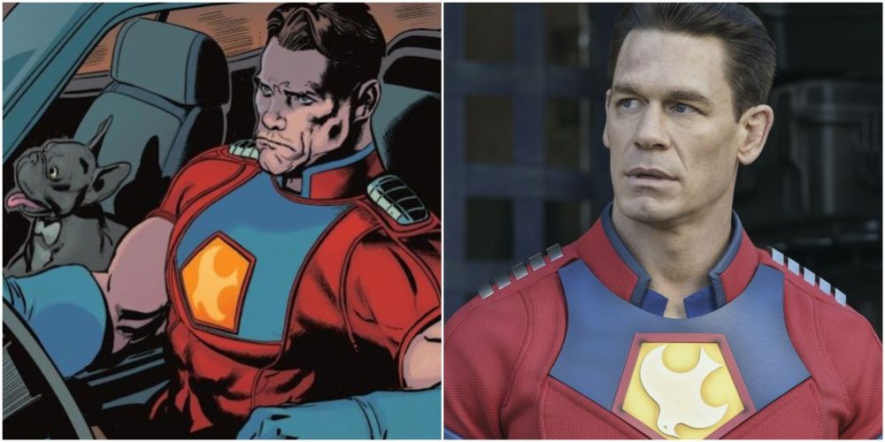 Peacemaker drives in Peacemaker with Bruce Wayne and John Cena