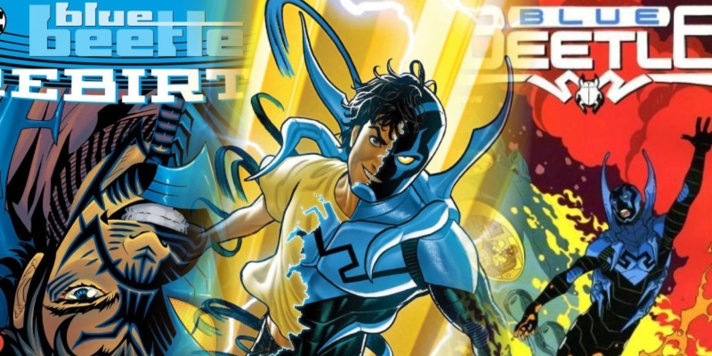 Triptych of three of the best Blue Beetle comics.