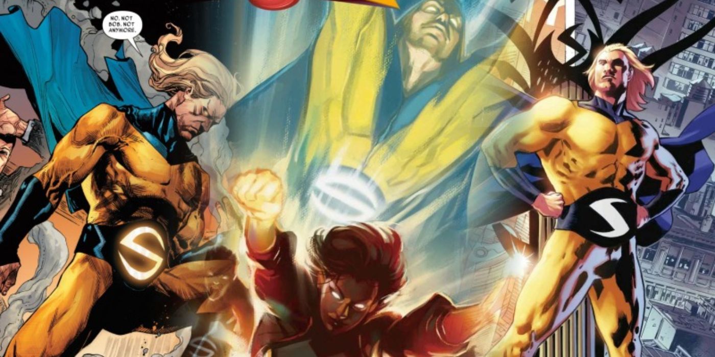 Images of The Sentry overlayed with the cover for the new Sentry #1.
