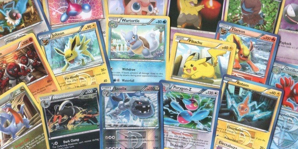 A wide array of Pokemon TCG cards fanned out