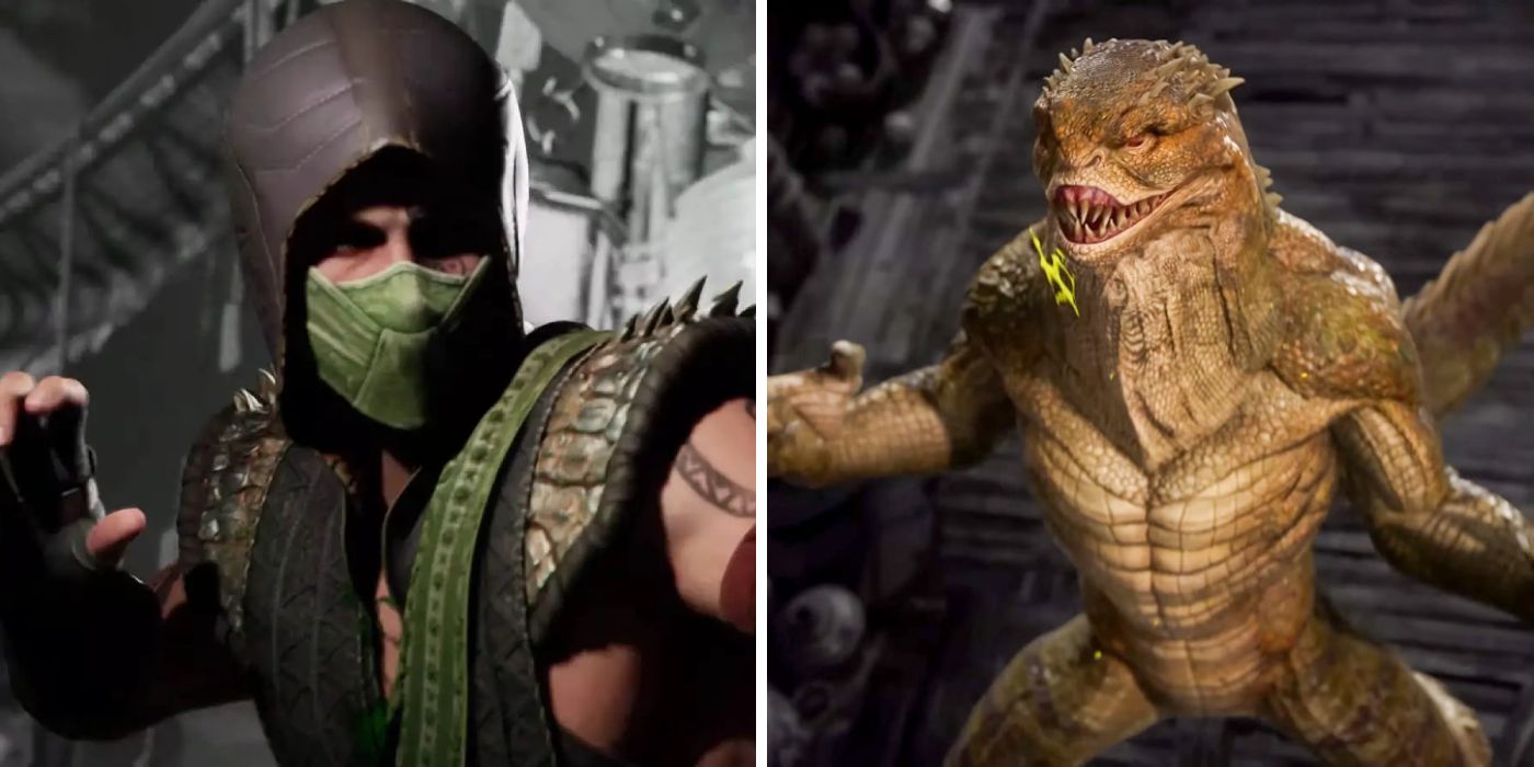 Reptile in his human form and his reptilian form in Mortal Kombat 1