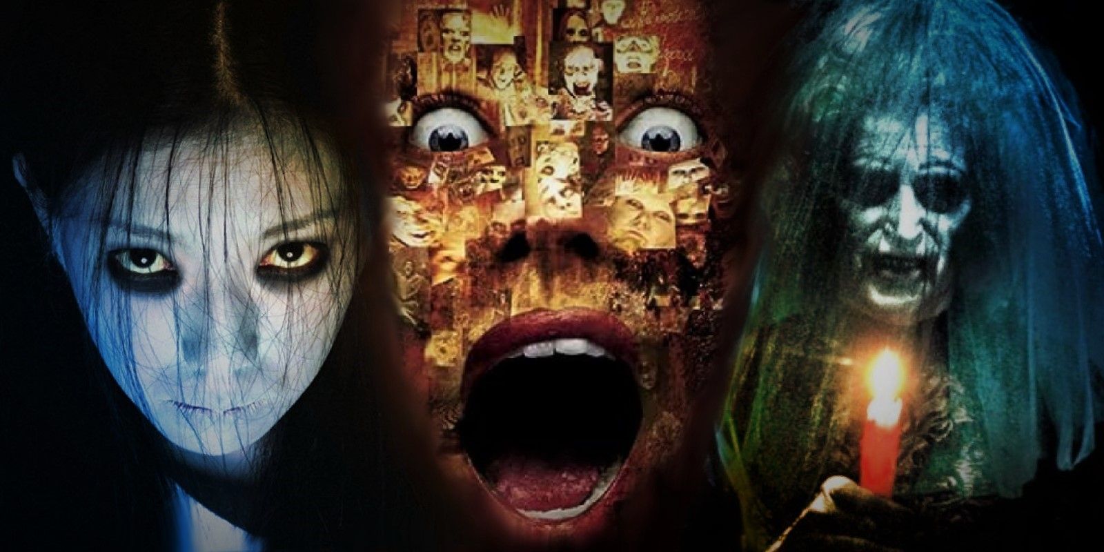 Thirteen Ghosts collage poster in between The Grudge and The Bride and Black from Insidious. 