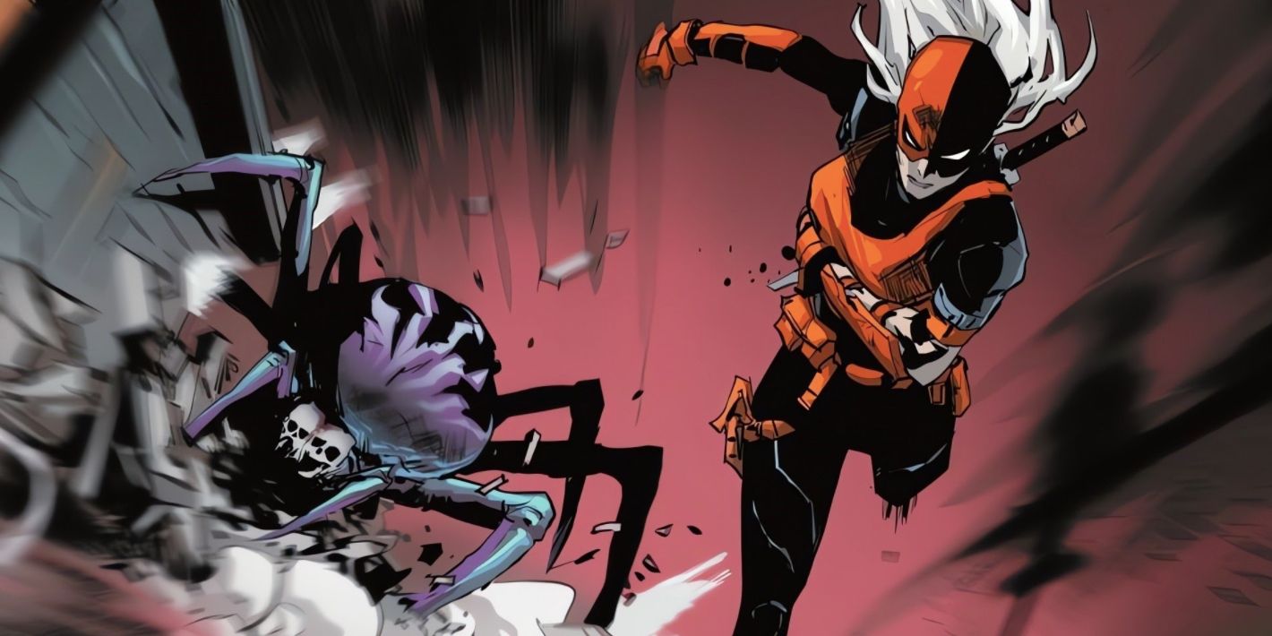 Ravager running from two-headed spider in Insomnia's dreamscape from DC Comics