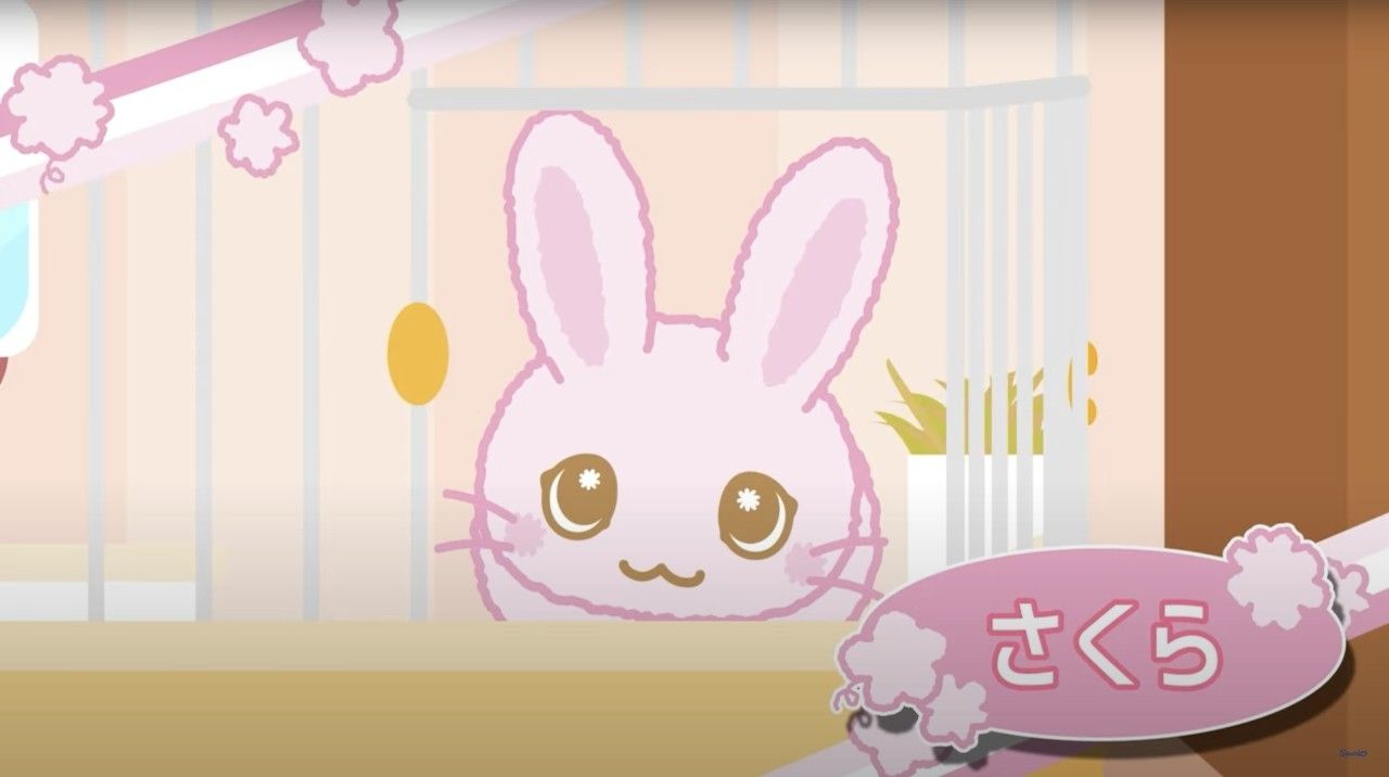 Sakura the pink rabbit from the Bosanimal animated web series from Sanrio