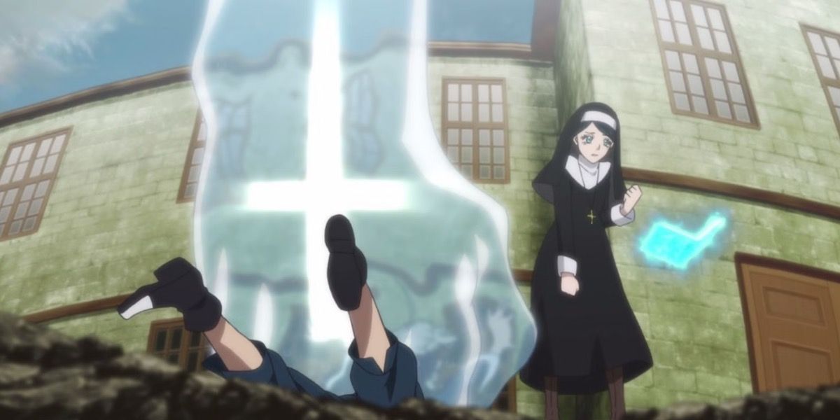 Lily smashes Asta into the ground with Water Magic in Black Clover