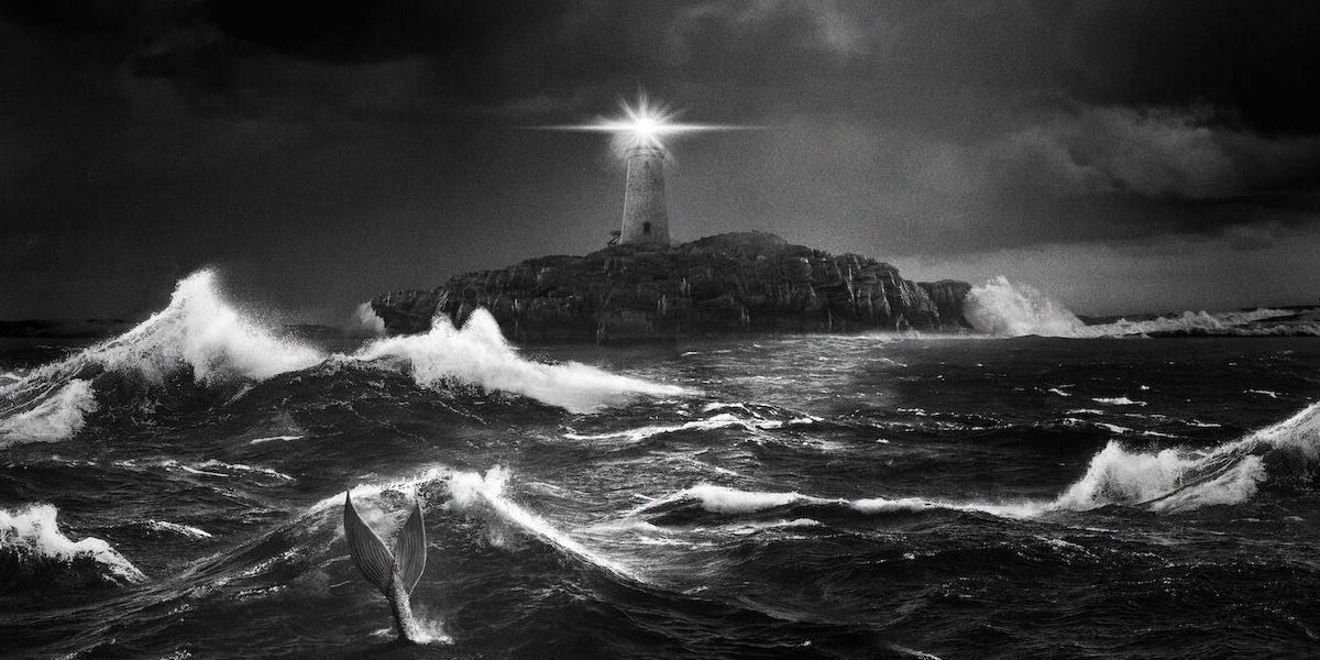 The Lighthouse as seen from a roiling sea