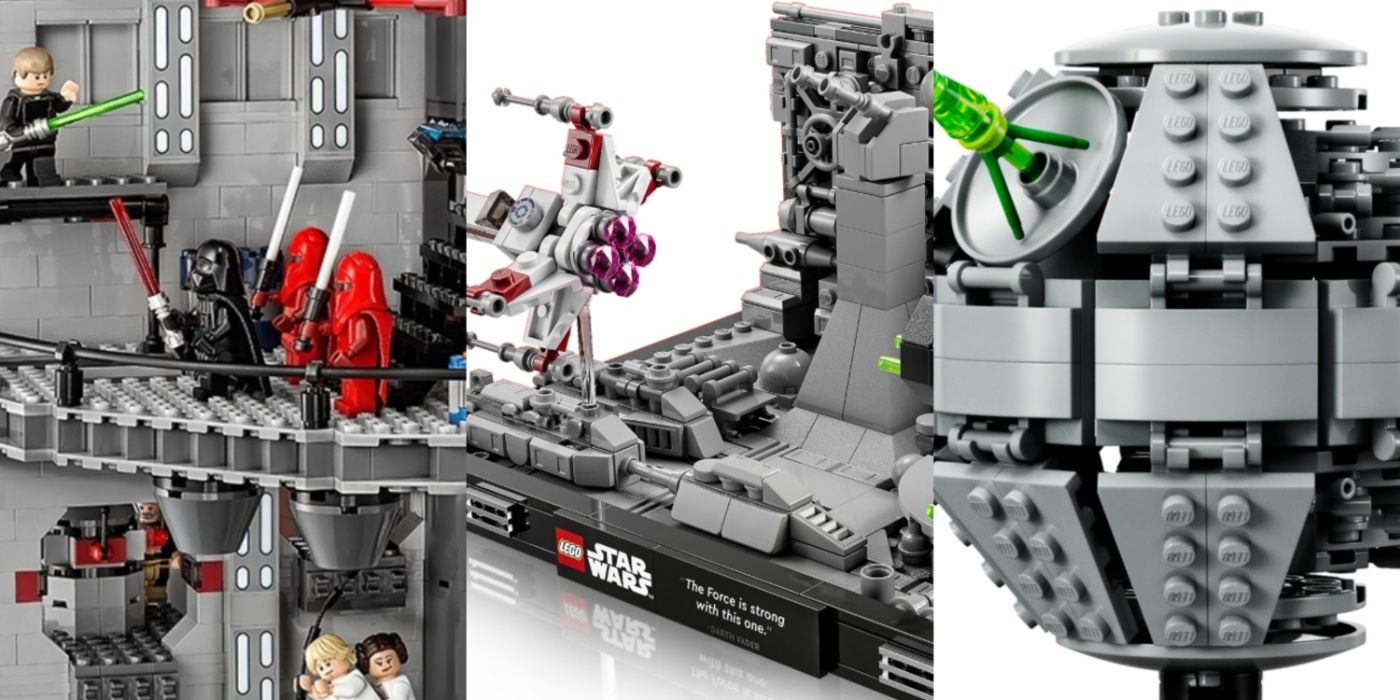 Split image of Death Star LEGO sets feature