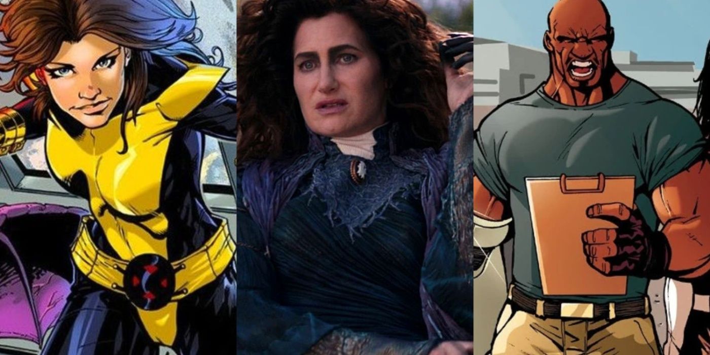 Split image of Shadowcat, Agatha Harkness and Gauntlet feature