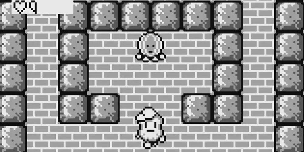 Spud alejándose de Onion en Spud's Adventure para Game Boy.