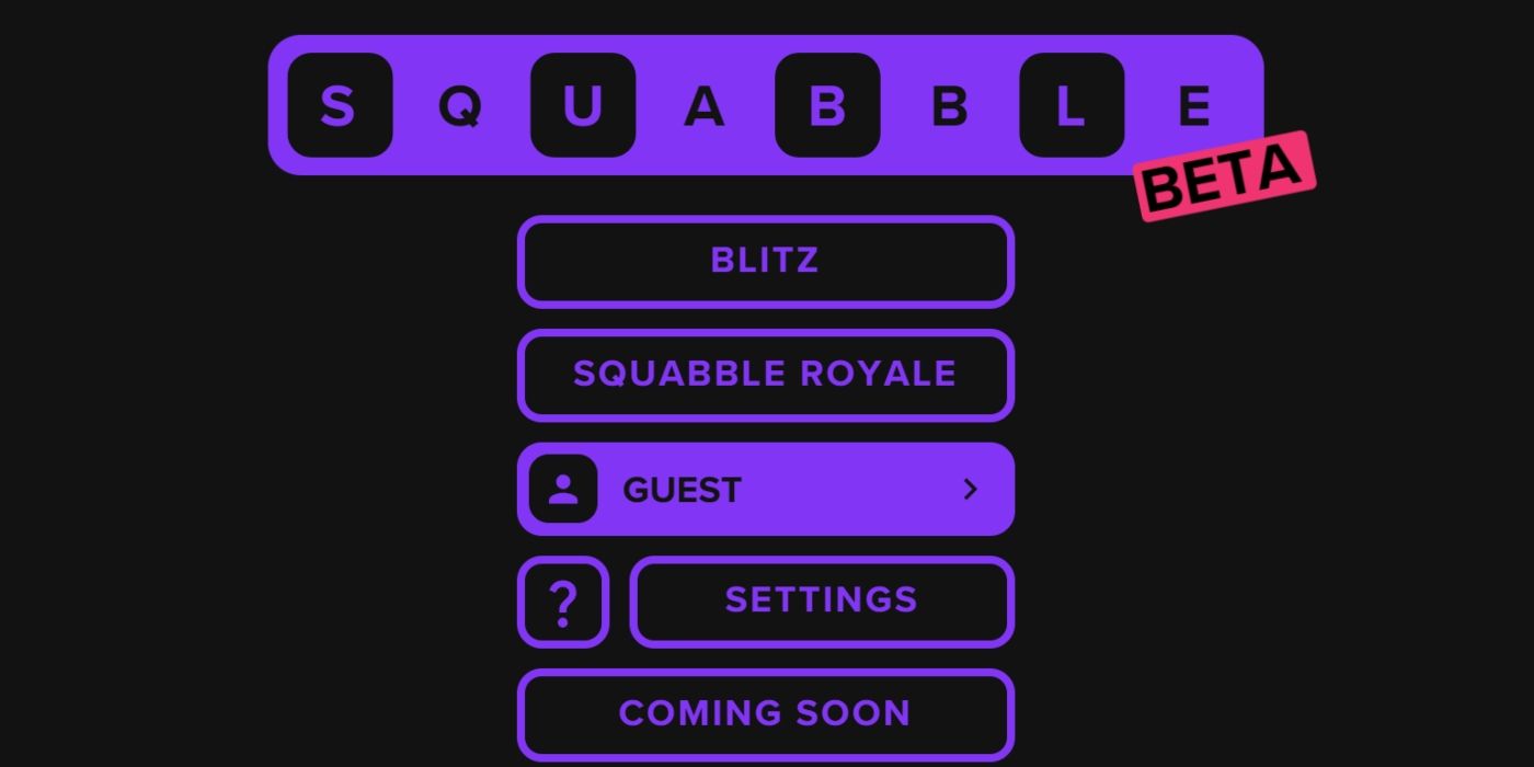 The title screen for Squabble Wordle game