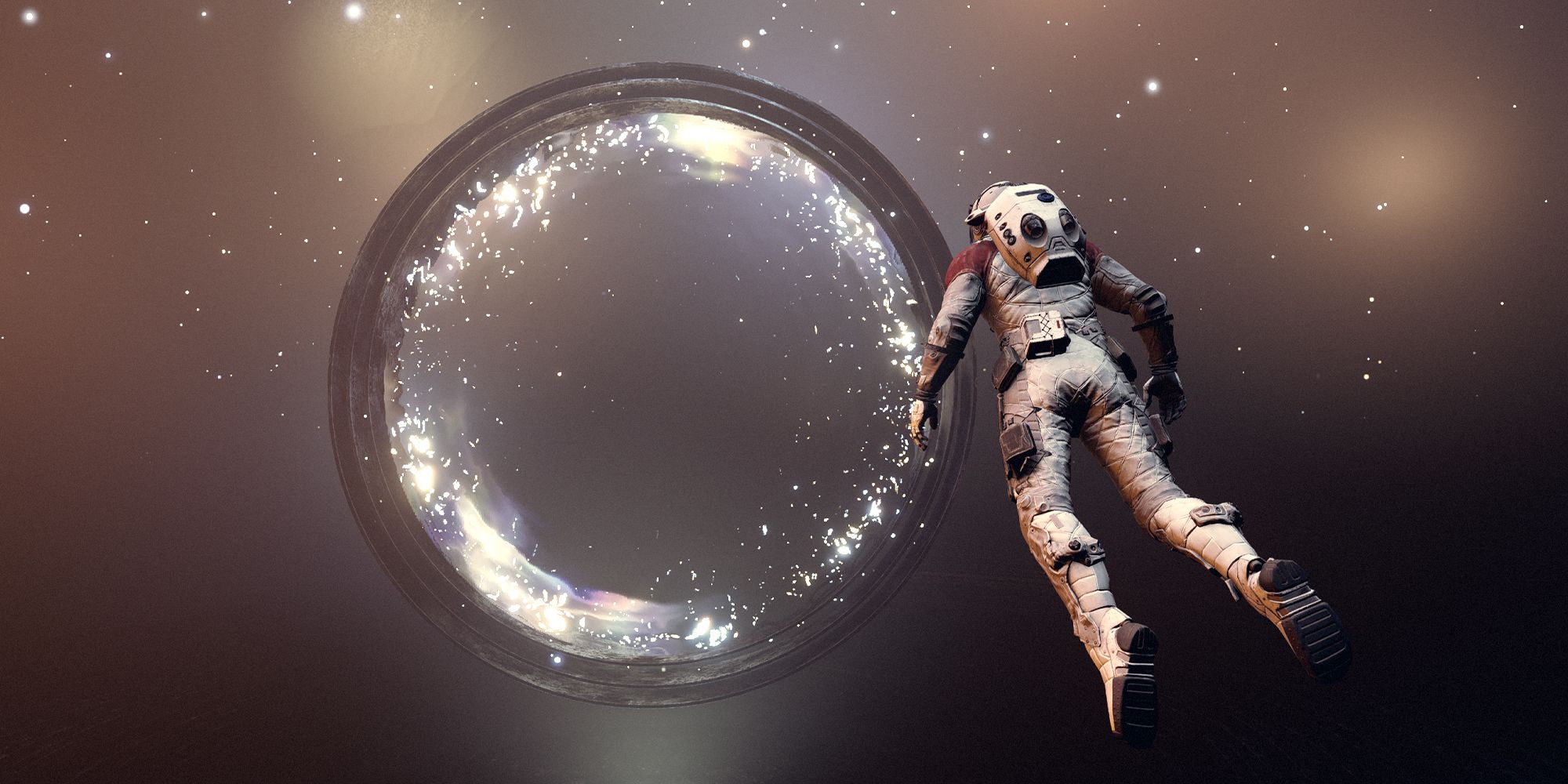 Starfield astronaut looking at mysterious ring