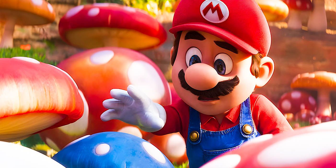 Super Mario Bros. Movie scene where Mario arrives at the Mushroom Kingdom.