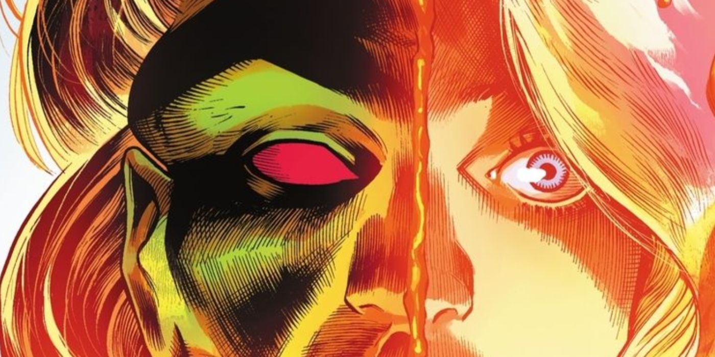 Split image of Supergirl and Martian Manhunter's faces in Action Comics Presents Doomsday Special #1
