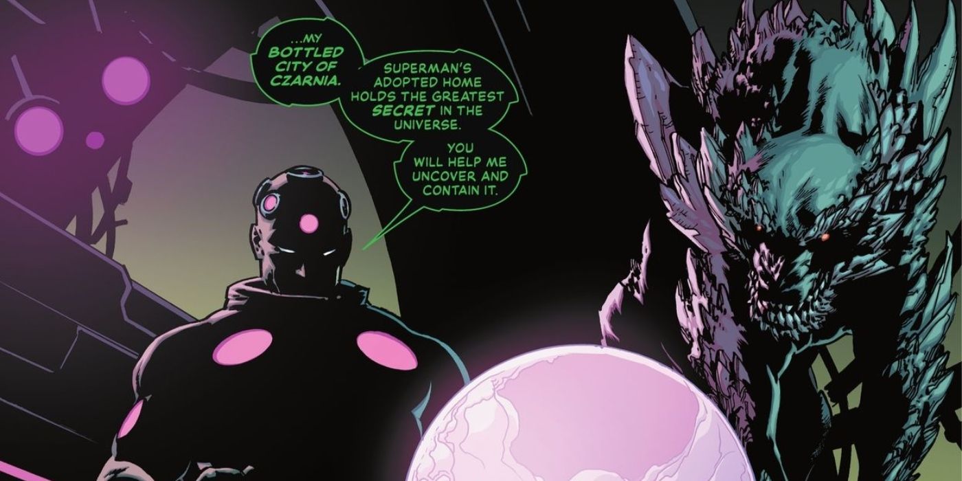 Brainiac considers the Bottled City of Czarnians in Superman Annual #1