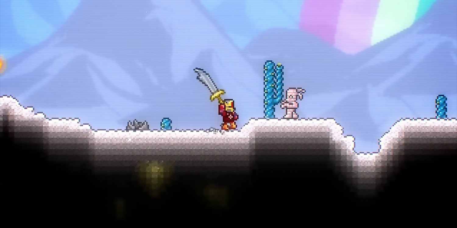 Terraria avatar fighting a mummy