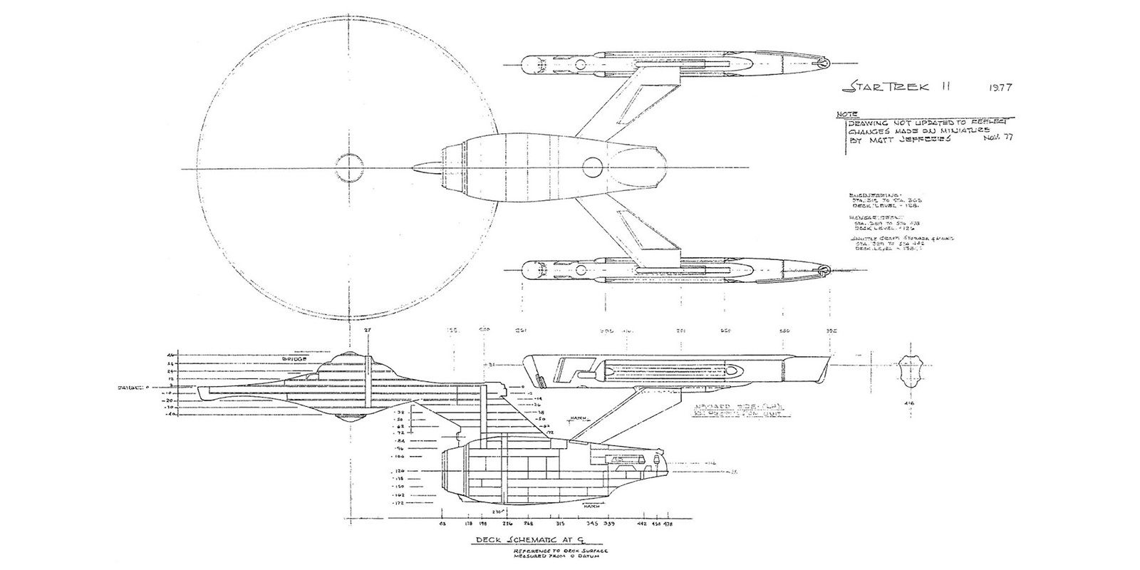 The Joe Jennings or Matt Jefferies sketch of the Enterprise form Star Trek Phase II via Paramount
