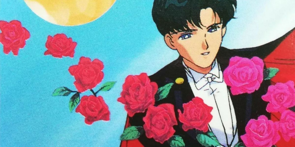 Máscara de smoking e suas rosas no anime Sailor Moon
