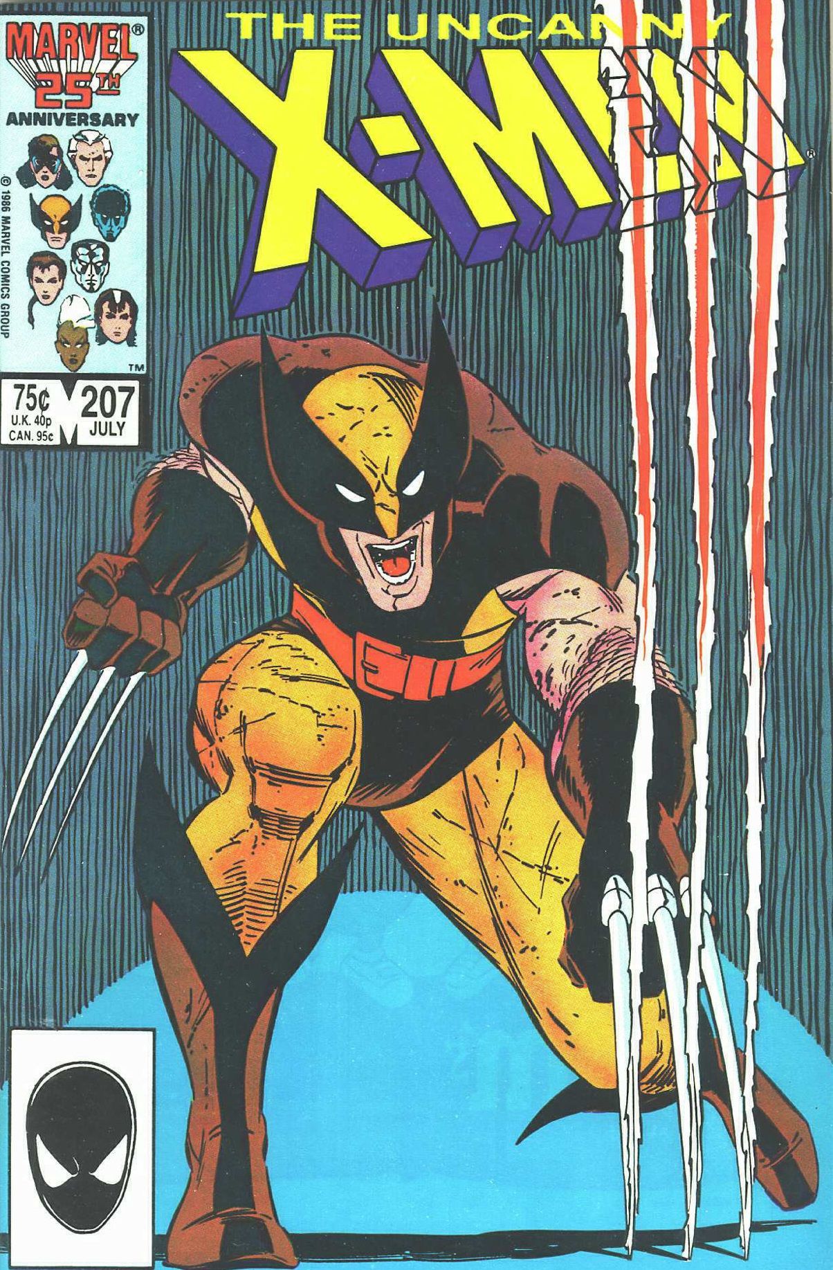 Wolverine cutting through the cover of Uncanny X-Men #207