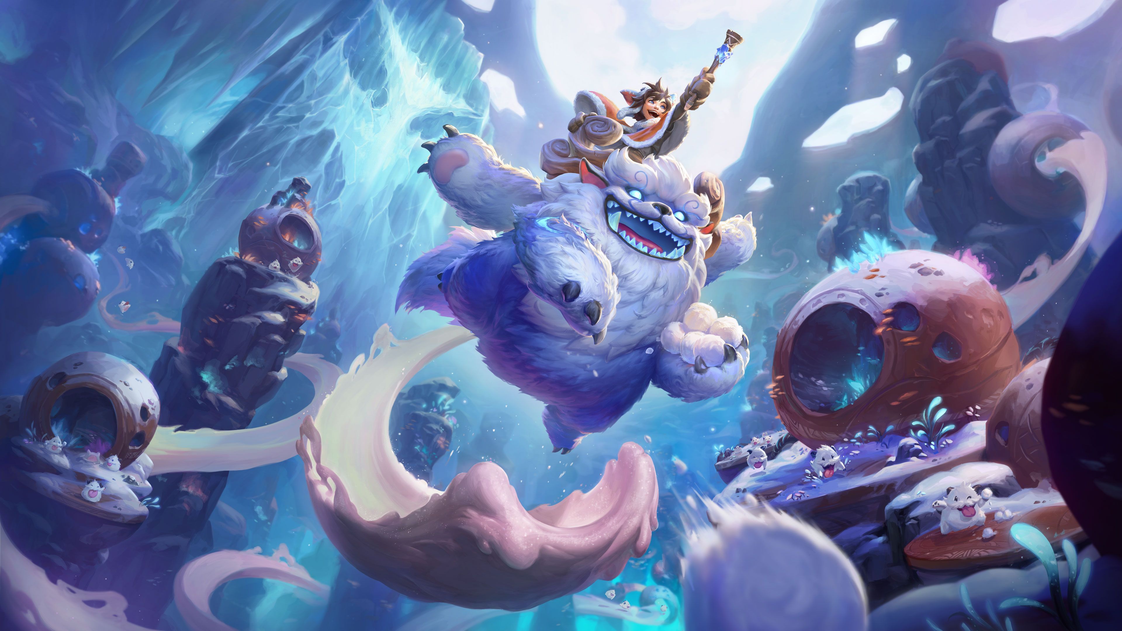 Key art for Song of Nunu showing Nunu and Willump exploring the frozen lands of the Freljord
