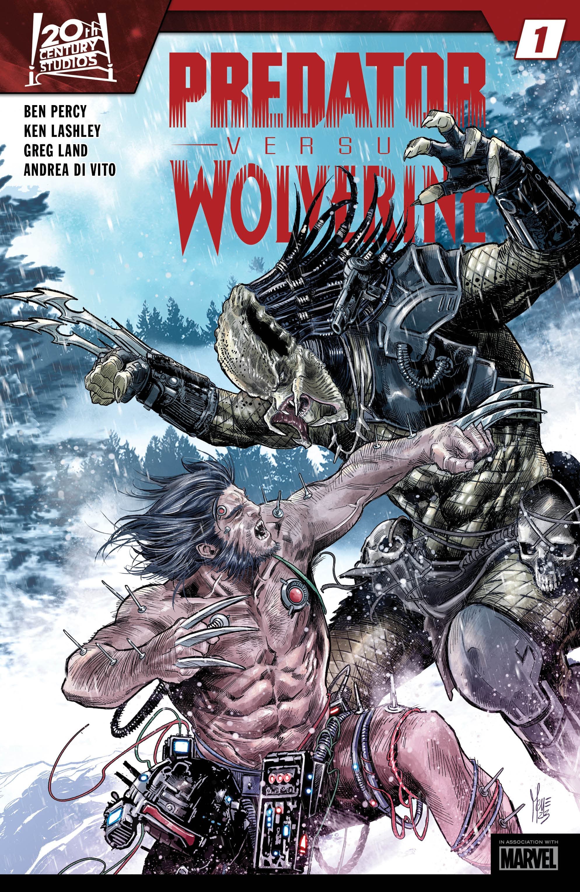 Wolverine and Predator fight in the snow