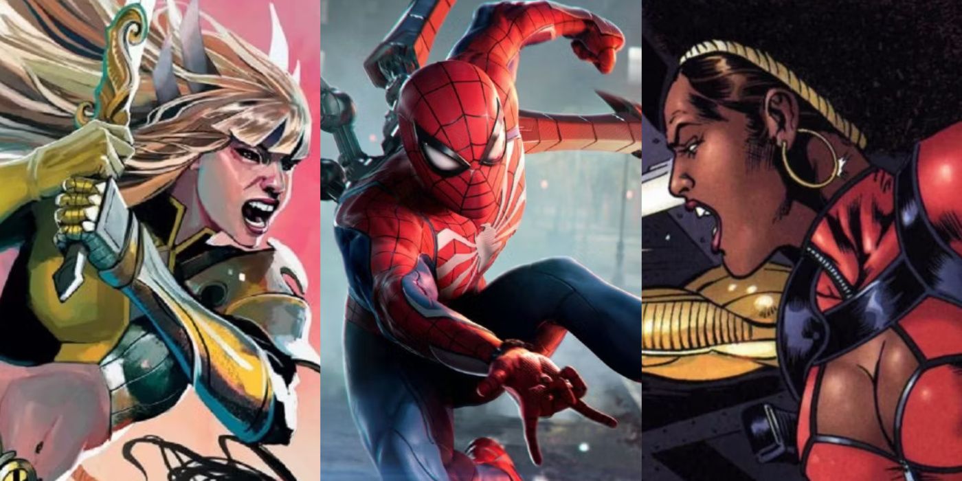 A split image of Magik, PS5 Spider-Man, and Misty Knight