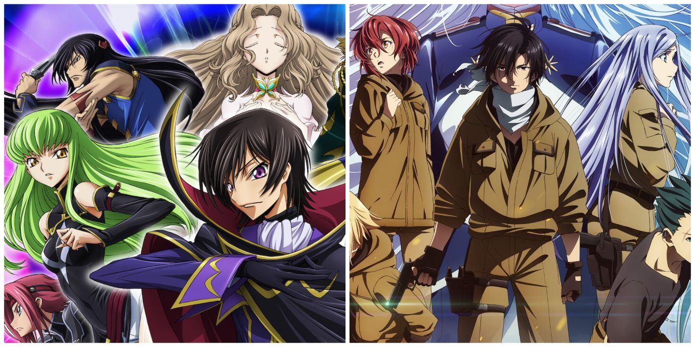 Split image of Code Geass and 86 anime cast