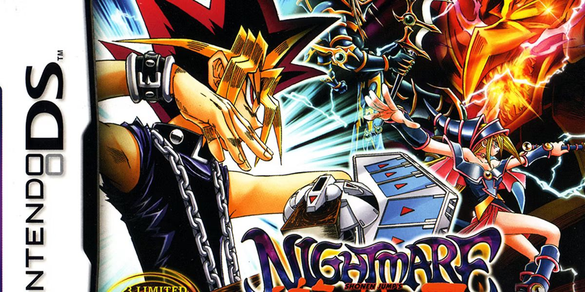 Uma captura de tela mostra a arte da caixa do jogo Yu-Gi-Oh Nightmare Troubadour