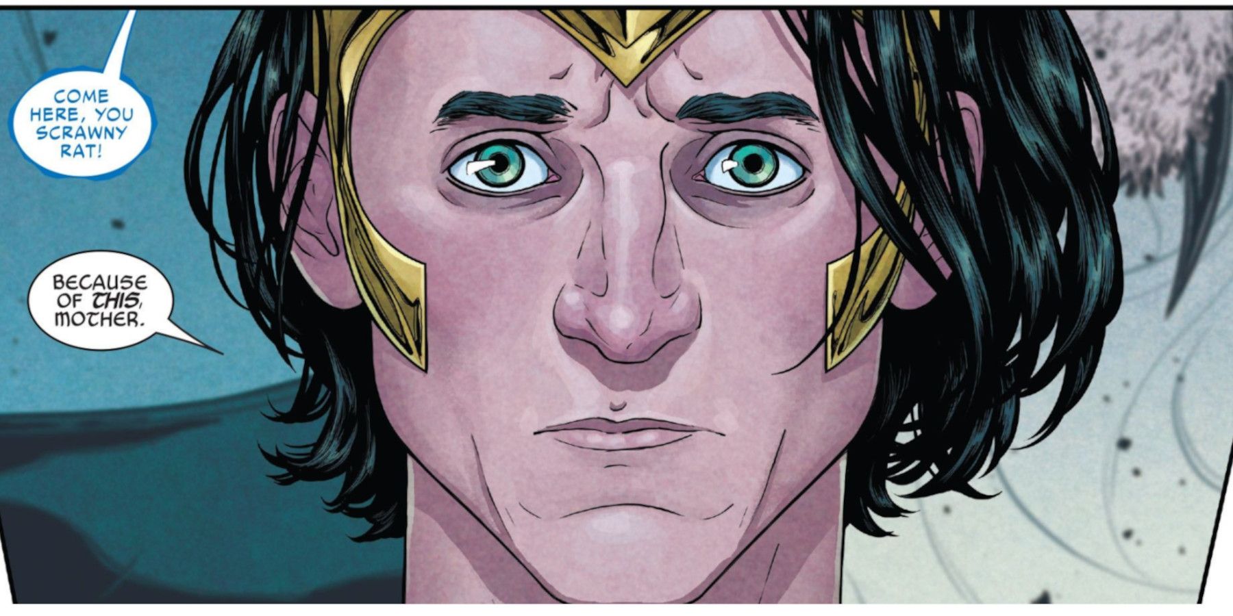 Loki contemplating turning on Freyja from Marvel Comics War of the Realms #1