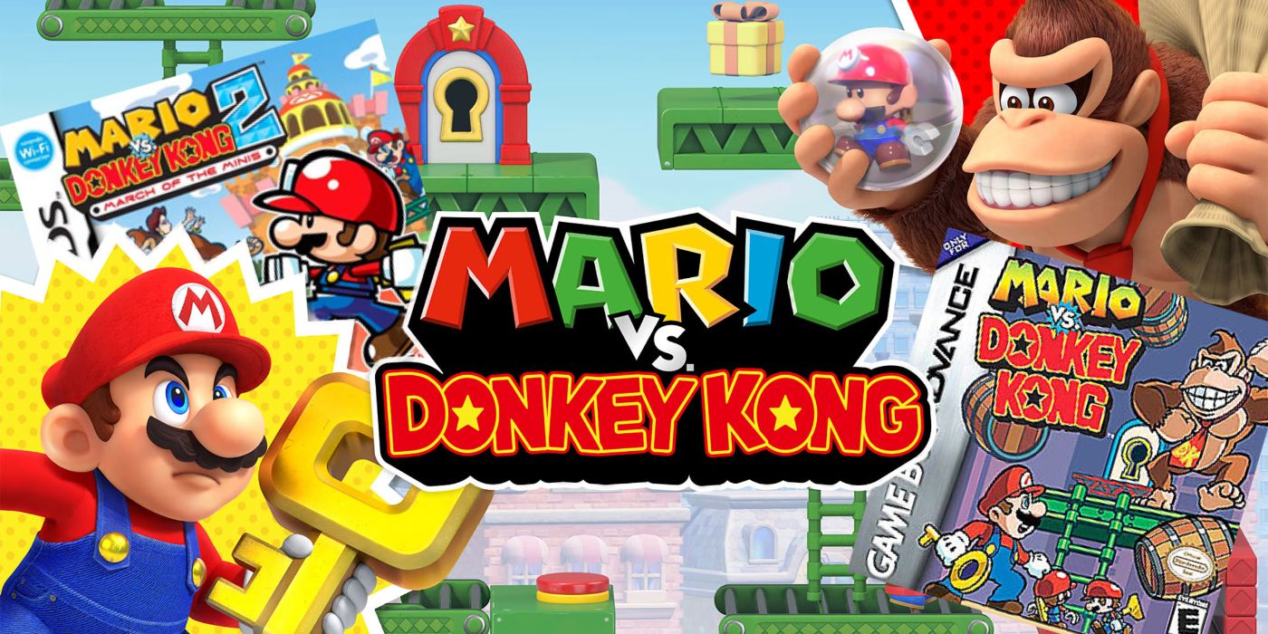 a collage of mario vs donkey kong games