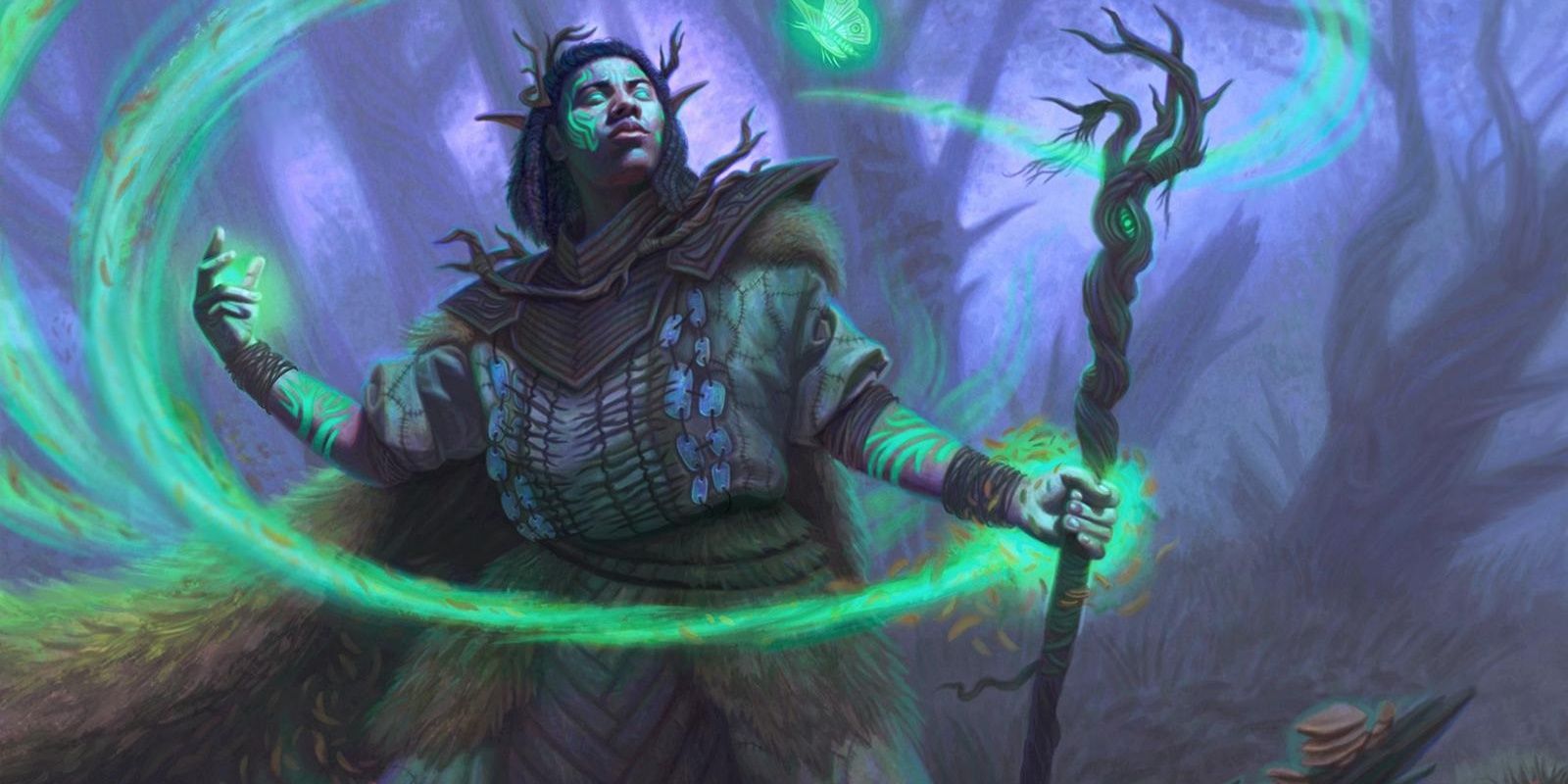 a druid with  green magic