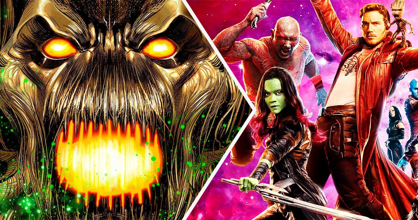 a split image of the mcu guardians of the galaxy and grootfall