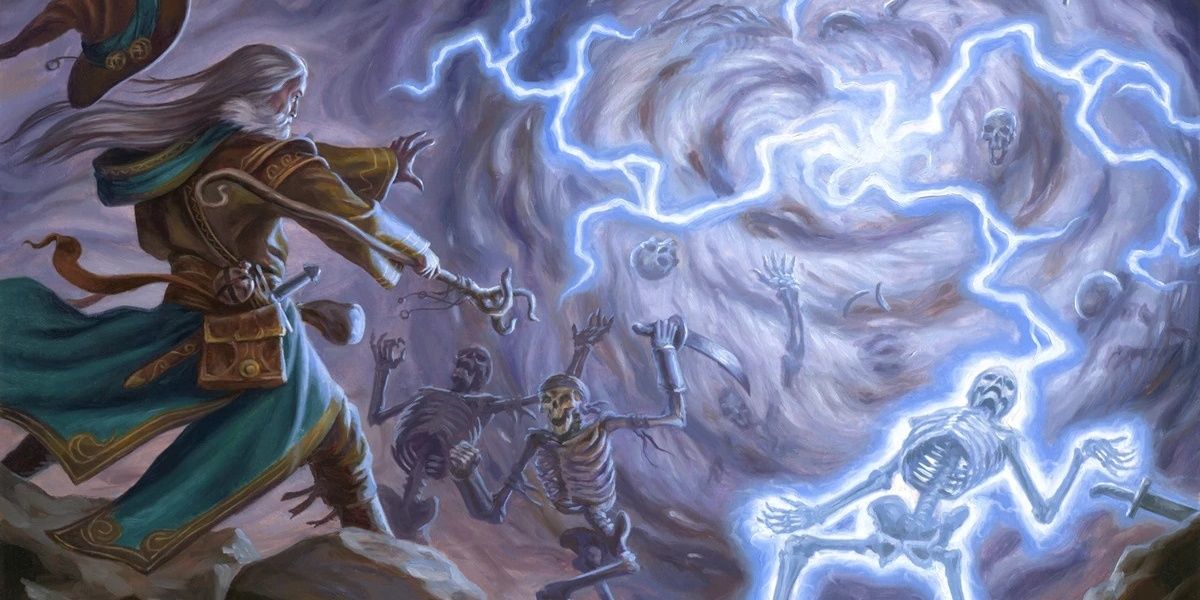 A storm sphere in DnD hitting skeletons with lightning