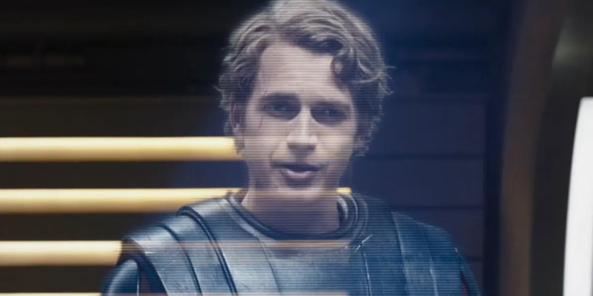 Hayden Christensen as Anakin Skywalker in a training hologram on Ahsoka.
