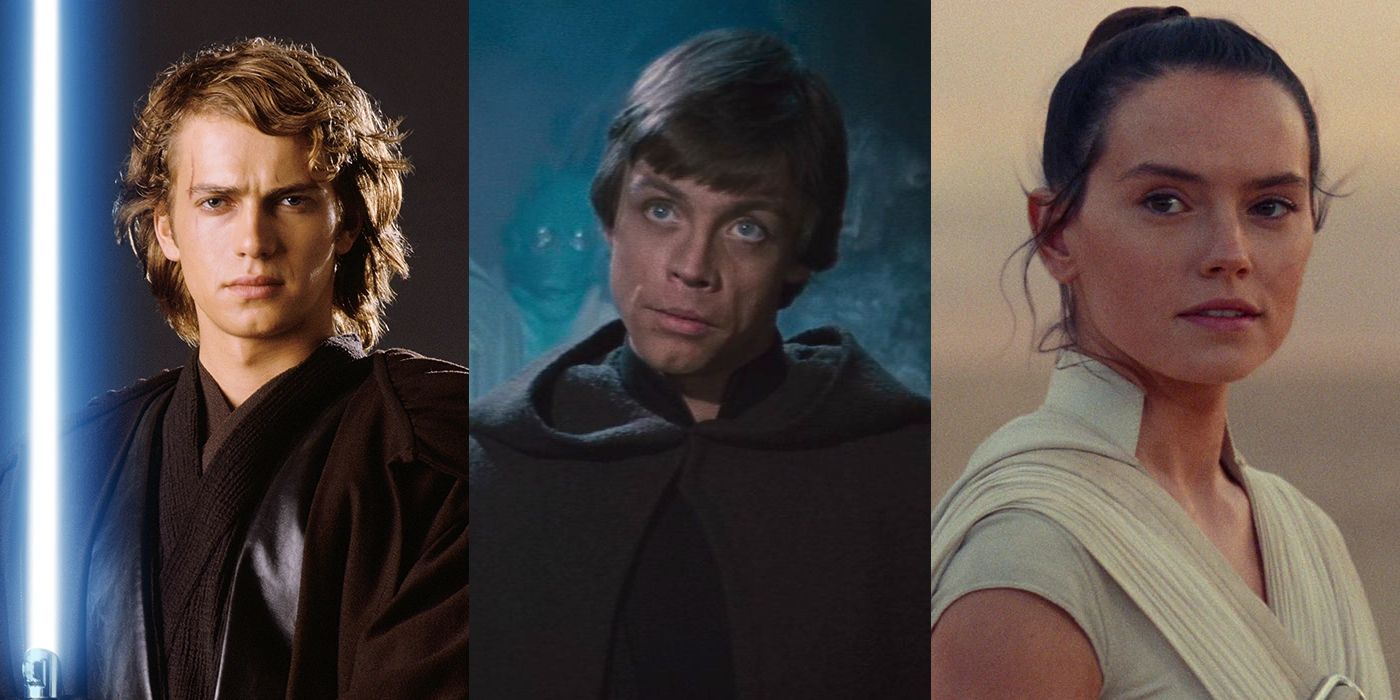 Divisão: Anakin Skywalker (Hayden Christensen), Luke Skywalker (Mark Hamill) e Rey Skywalker (Daisy Ridley)