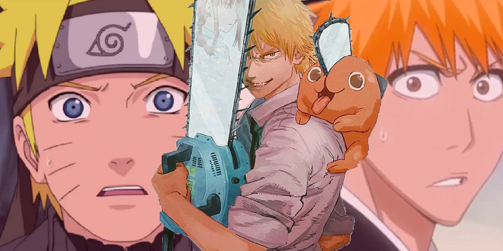 Denji from Chainsaw man, Ichigo from bleach and Naruto