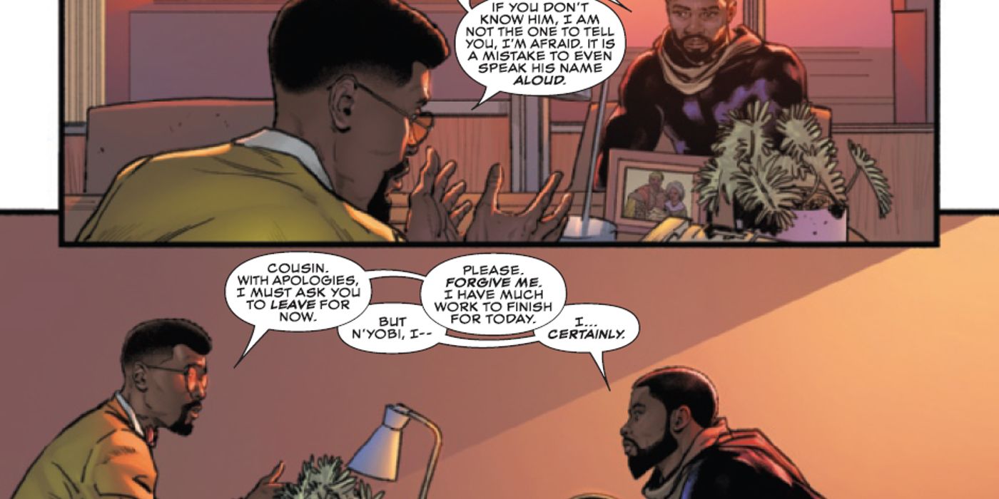 t'challa aprendendo sobre os diferentes lados da guerra emergente de wakanda entre famílias criminosas