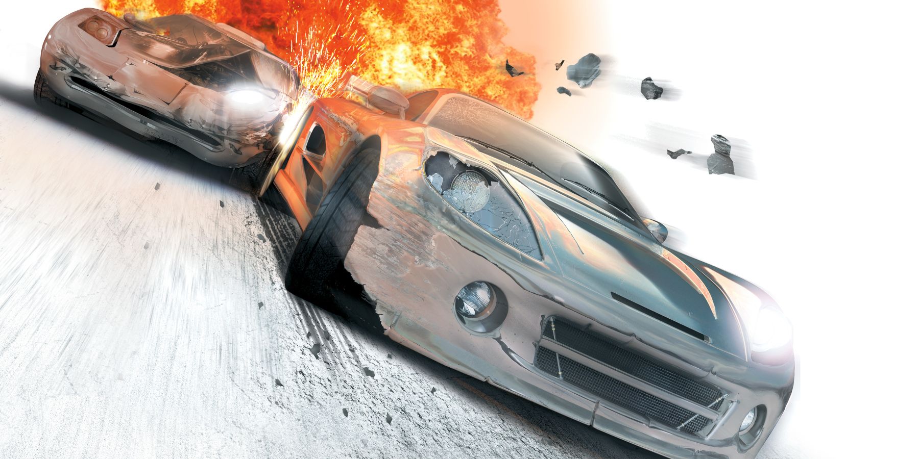 Box art for Burnout 3: Takedown - cars driving with an explosion behind them