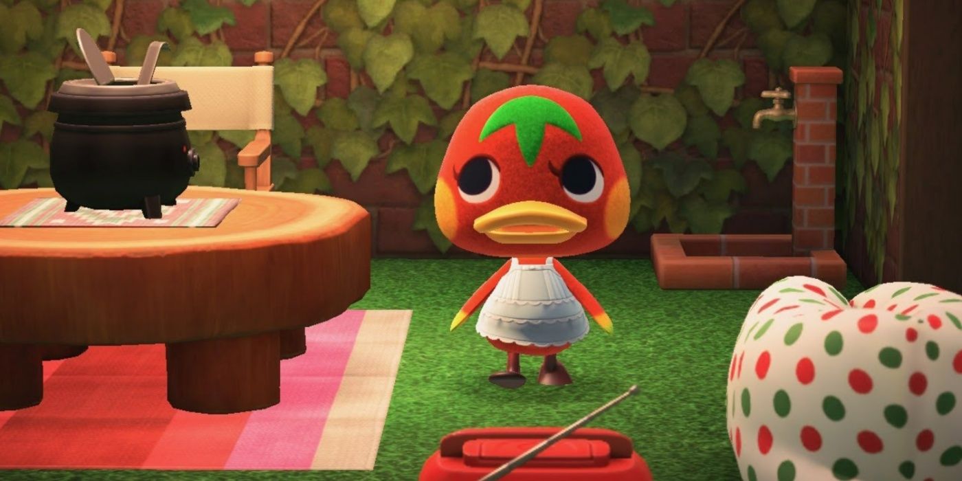 Ketchup usando um vestido em Animal Crossing New Horizons.