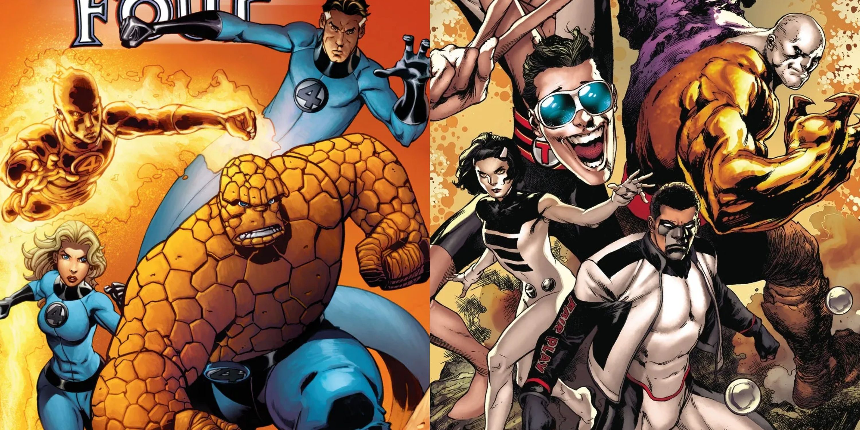 split image Fantastic Four and Terrifics