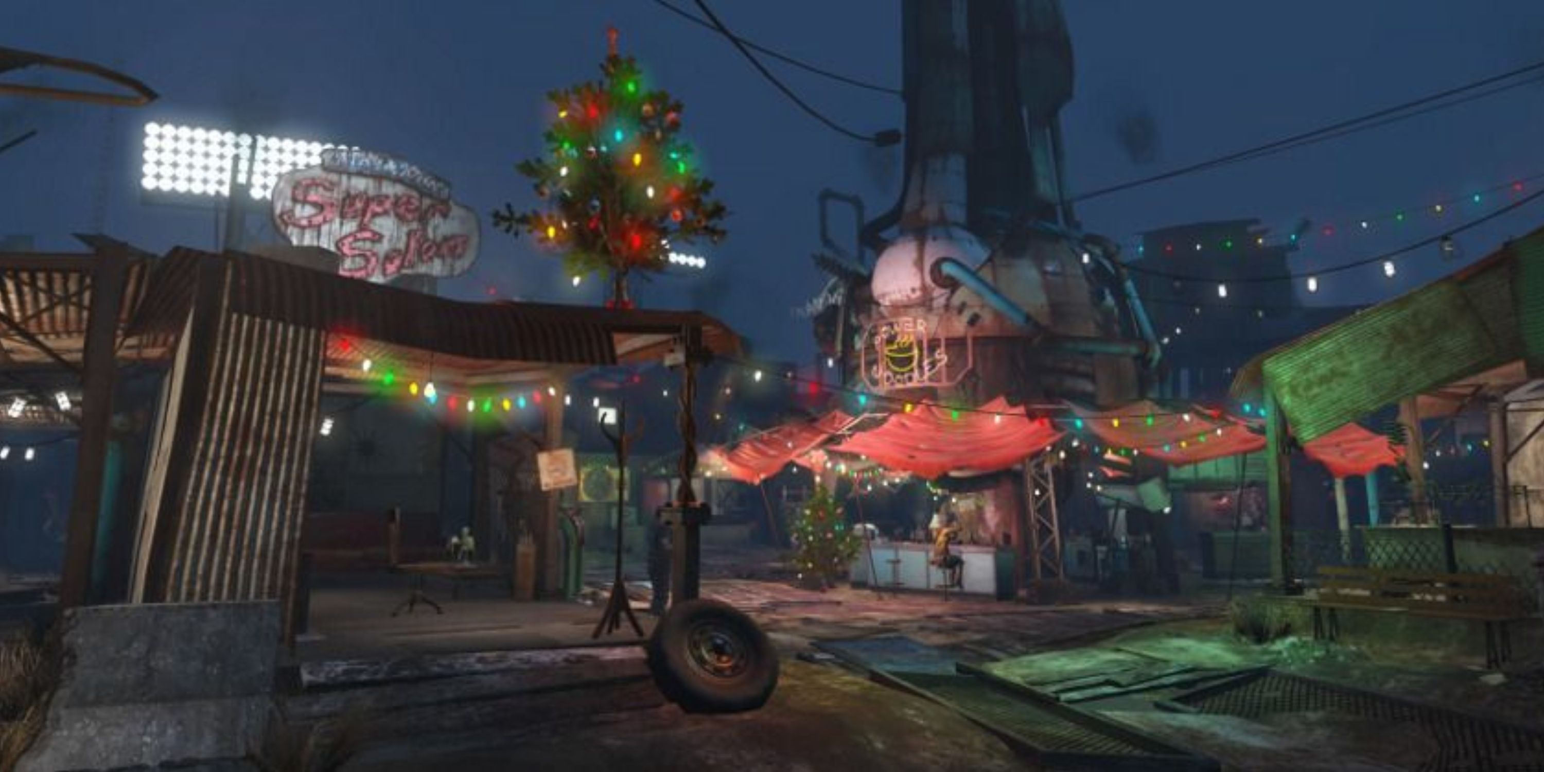 Diamond City de Fallout 4 como aparece durante o Natal