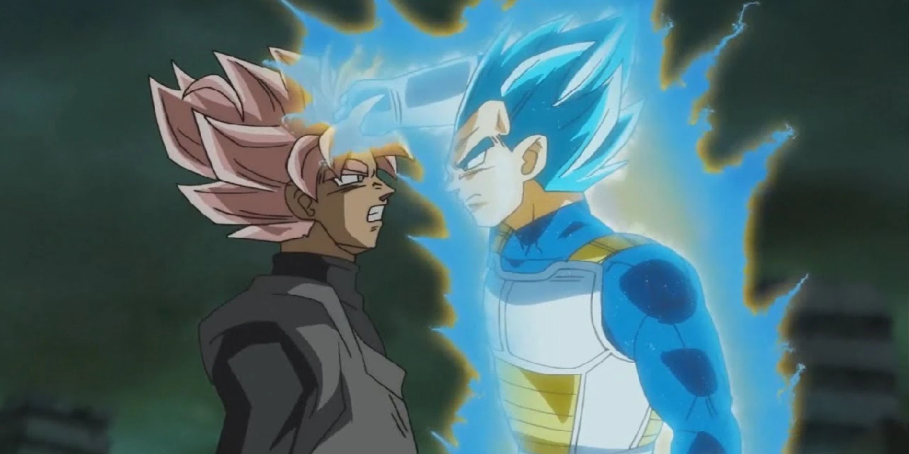 Super Saiyan Blue Vegeta lecturing Goku Black about what it means to be a true Saiyan