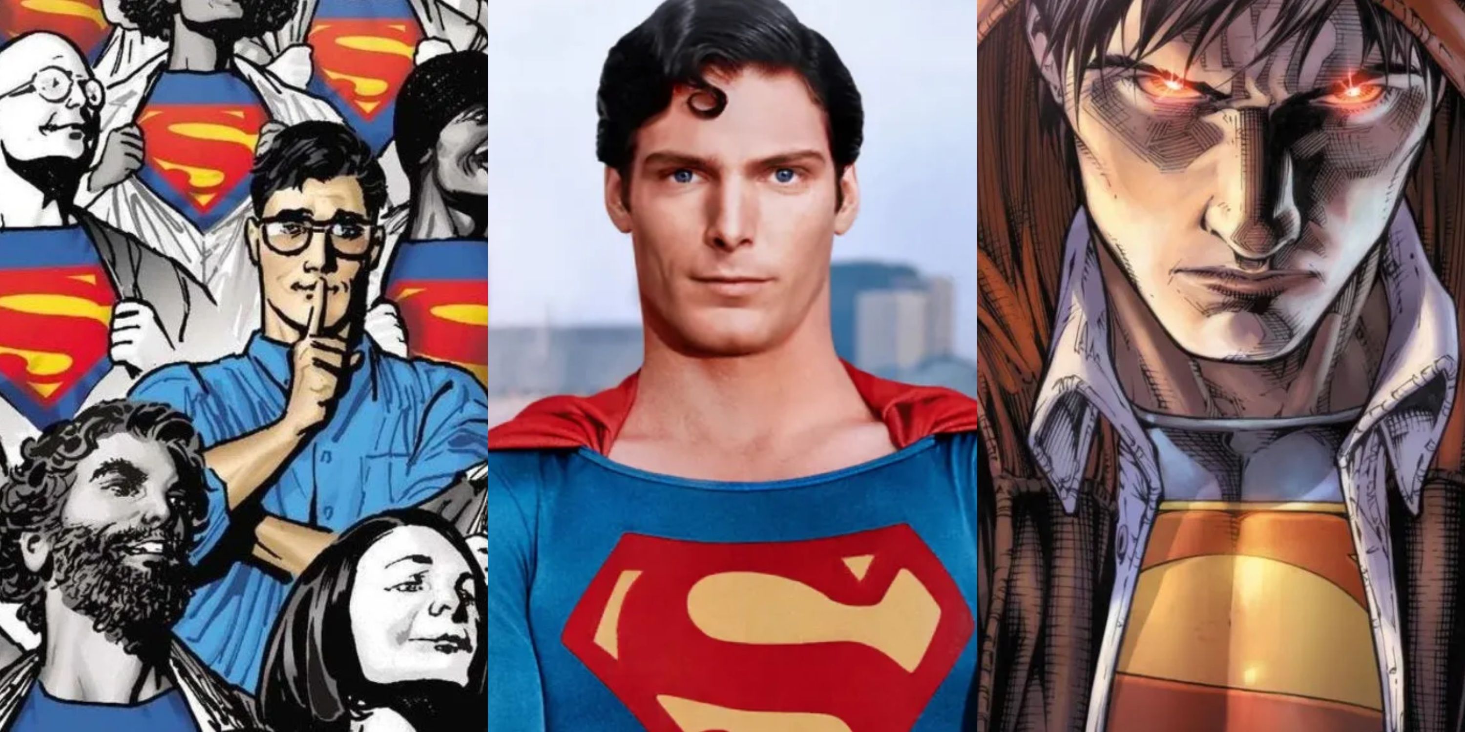 Split image Superman American alien, Christopher Reeve Superman, Superman Earth One