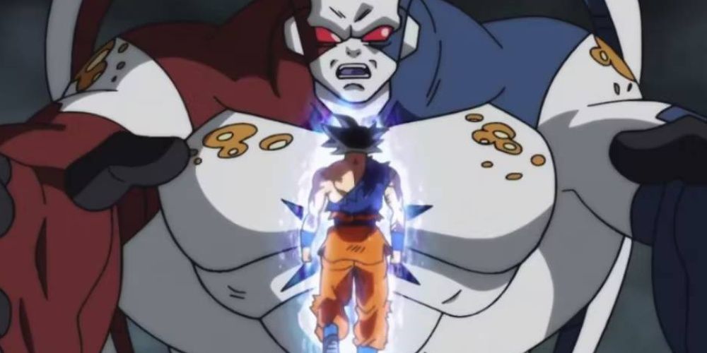 Mastered Ultra Instinct Goku enfrenta Neo Machine Mutant Tuffle Kamioren em Super Dragon Ball Heroes