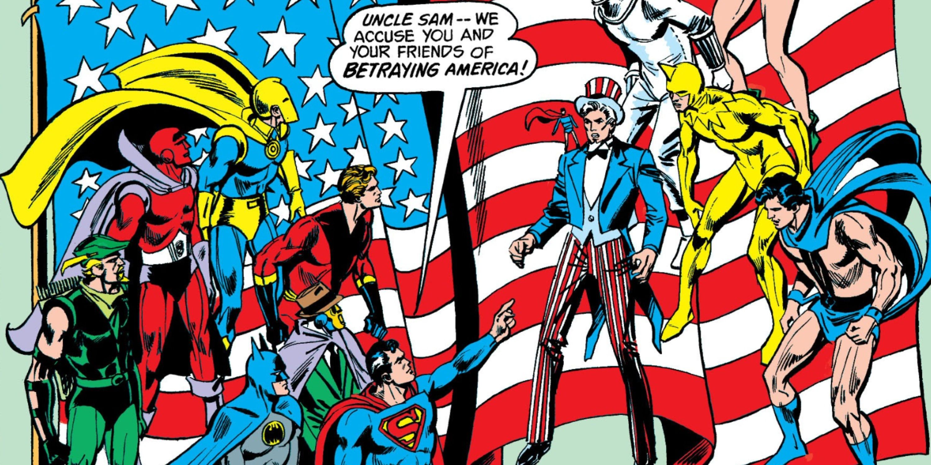 Justice League and JSA confront the Freedom Fighters of Earth-X