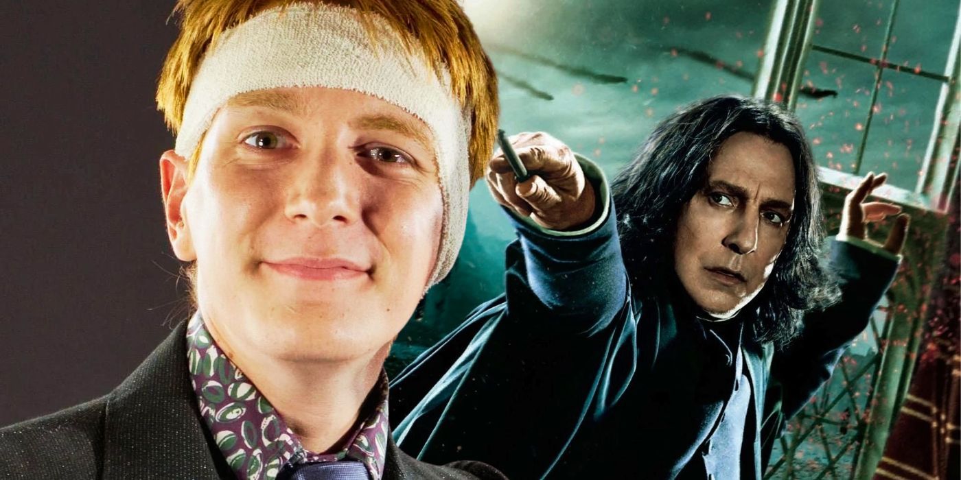 Collage of George Weasley and Severus Snape in Harry Potter