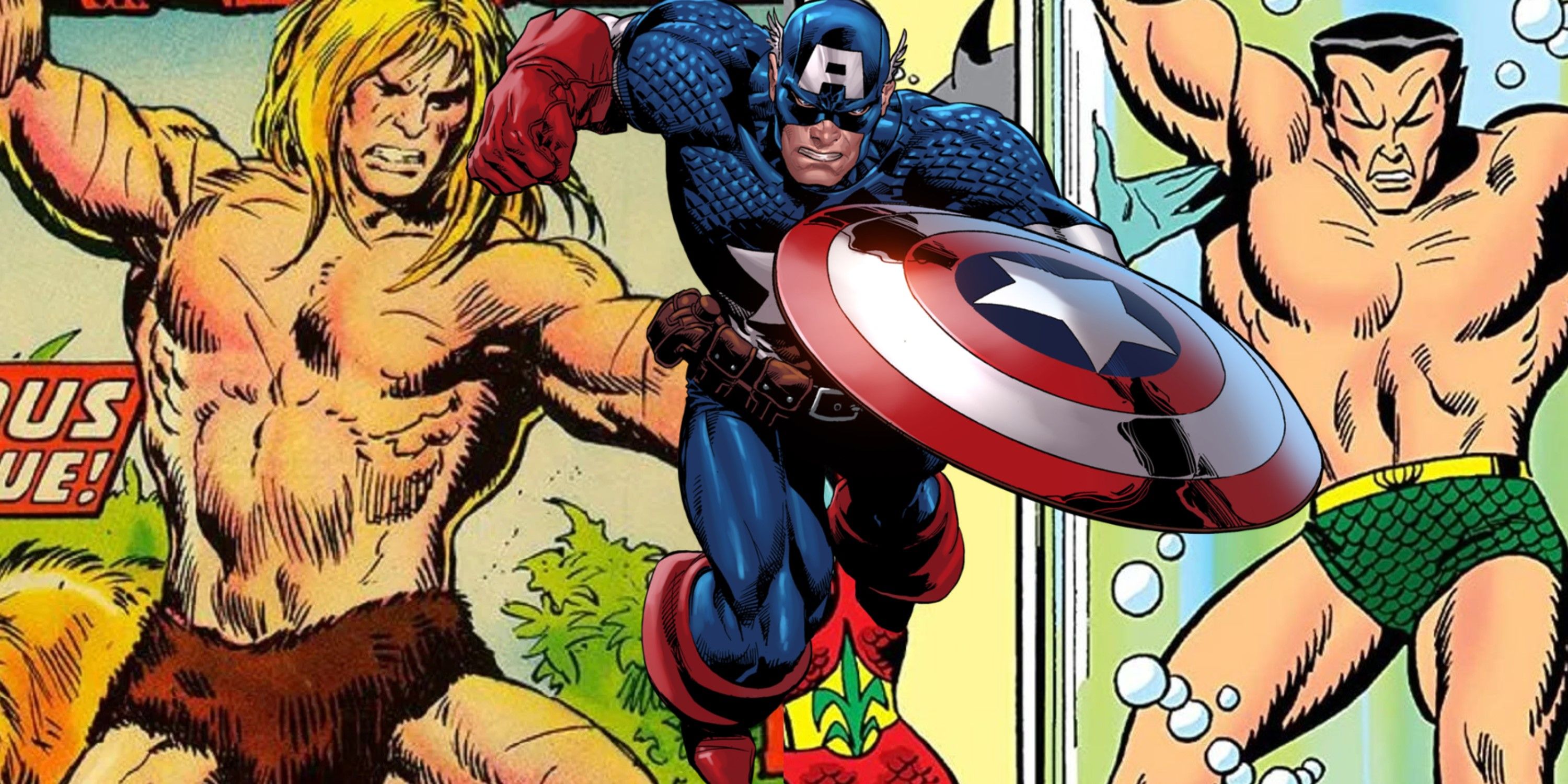 Composite image Ka-Zar, Captain America and Namor the Sub-Mariner
