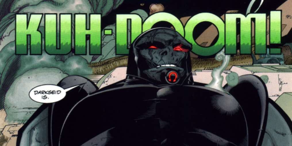 Darkseid deixando um Boom Tube na DC Comics, entoando 