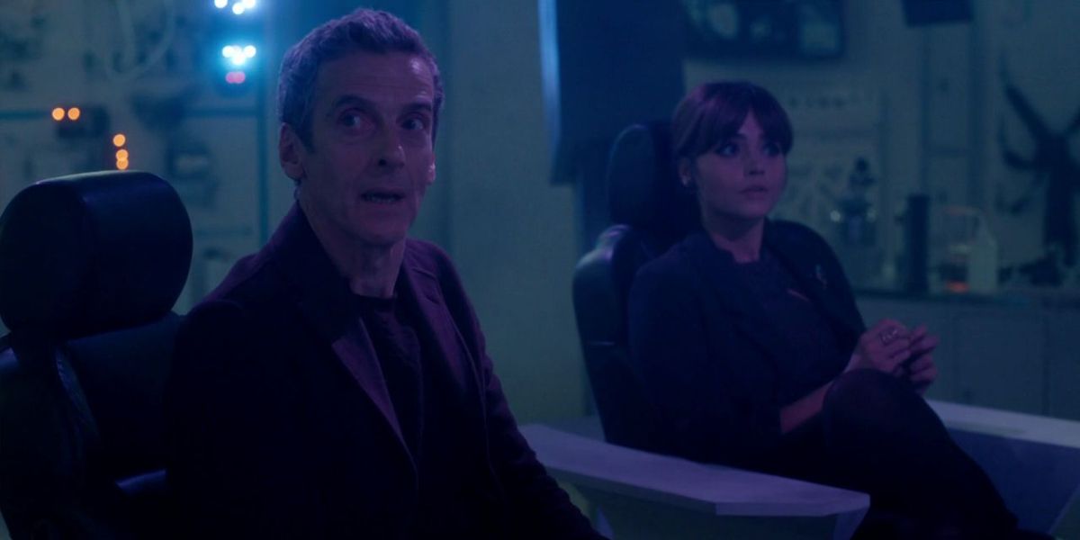 Peter Capaldi and Jenna Coleman in the Doctor Who Season 8 episode, Listen.