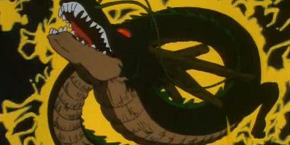 Shenron é convocado por Pilaf pela primeira vez em Dragon Ball